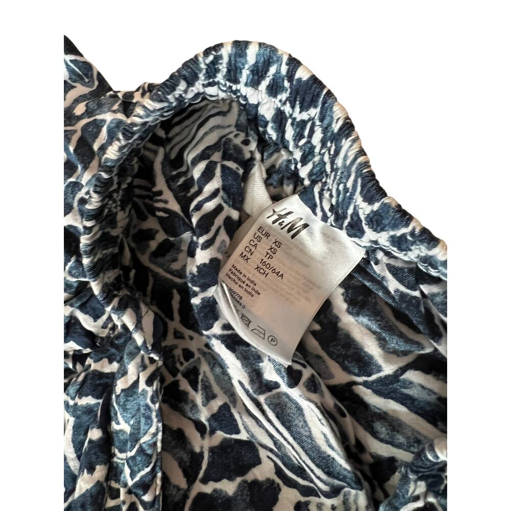 H&M womens wrap front leaves prints skirt high low white navy blue sz xs - Picture 5 of 16